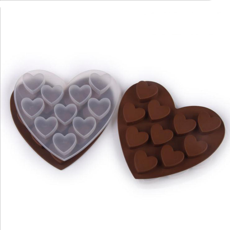 10 โพรงรูปหัวใจแม่พิมพ์ซิลิโคนสำหรับการอบช็อคโกแลตสบู่พุดดิ้งพุดดิ้งเจลลี่ CADY คุกกี้น้ำแข็งลูกบาศก์เค้กขนาดเล็กเจลาติน